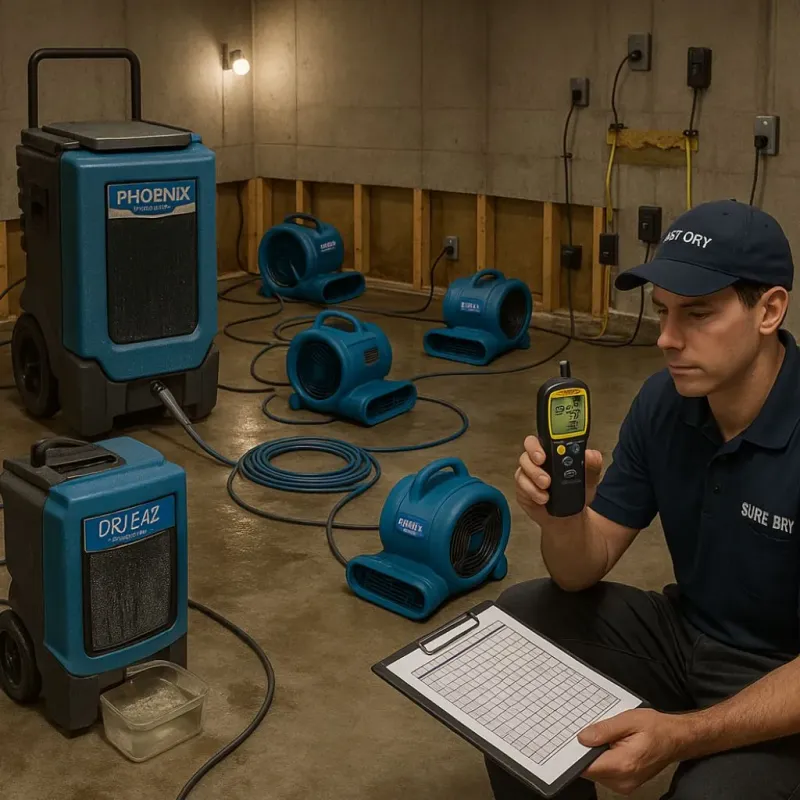 Structural Drying and Dehumidification process in Paradise, CA